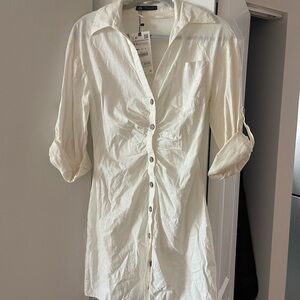 ZARA linen button up dress